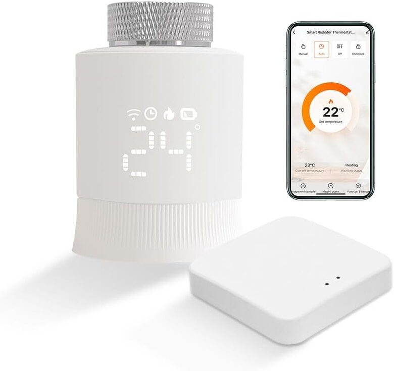 KETOTEK viedais radiatora termostats WiFi, Zigbee termostats apkurei ar centrmezglu