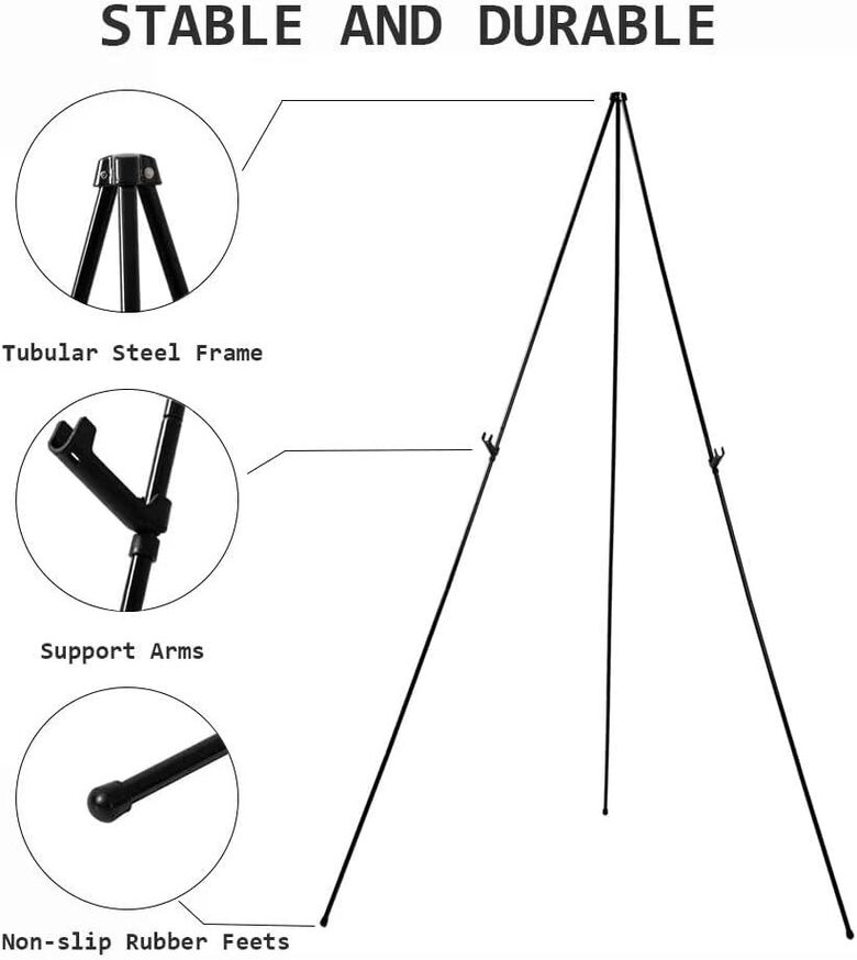 160 cm regulējams gleznošanas molberts, melns