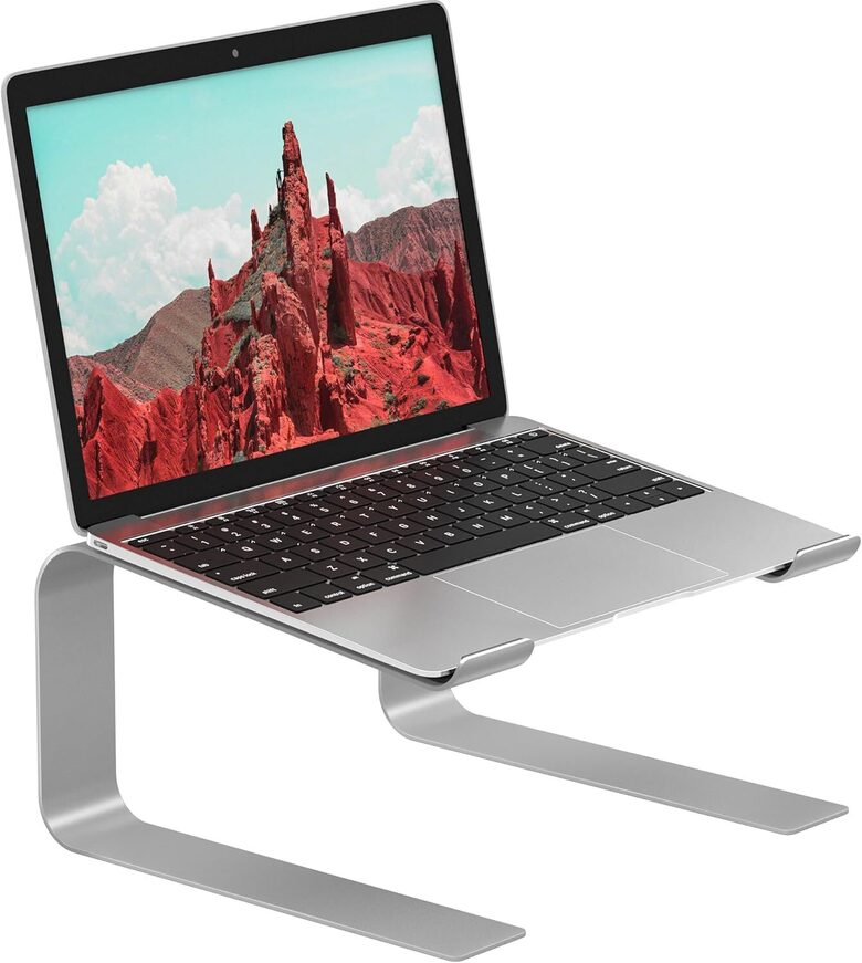 Ergonomisks klēpjdatora statīvs rakstāmgaldam