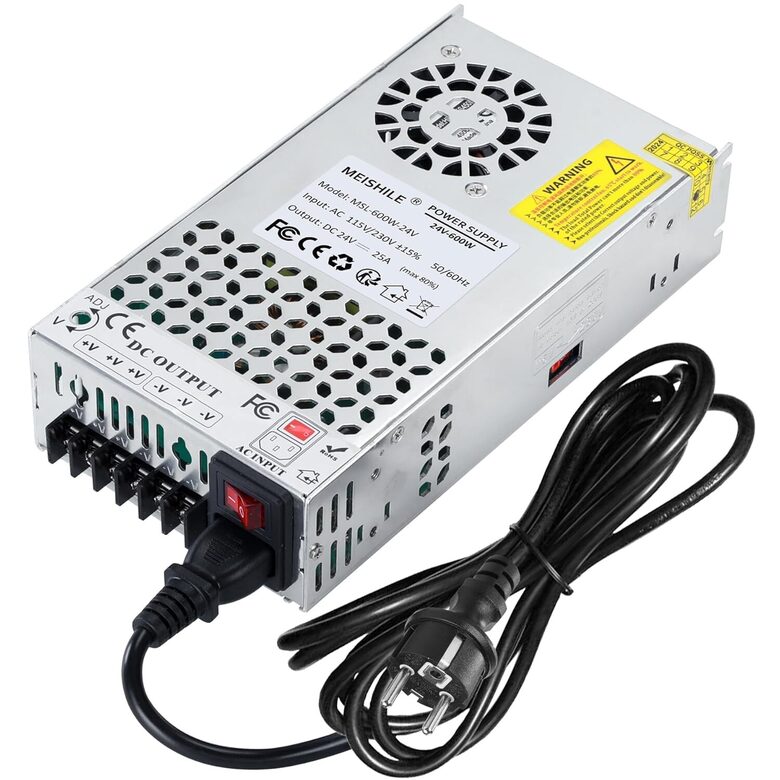 MEISHILE 24V 25A 600W Komutācijas barošanas bloks maiņstrāvas uz līdzstrāvu