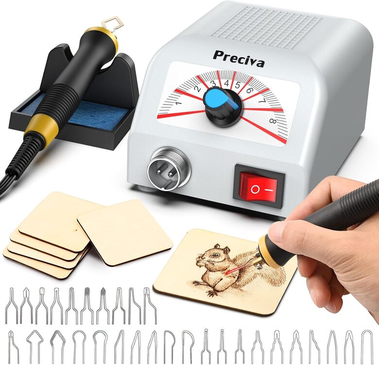 Pirogrāfijas komplekts ar 30 uzgaļiem, regulējama temperatūra līdz 800 ℃