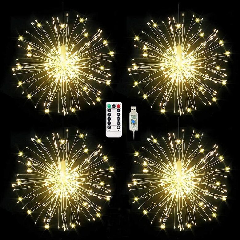 4 LED gaismiņu pušķu virtene, USB darbināma