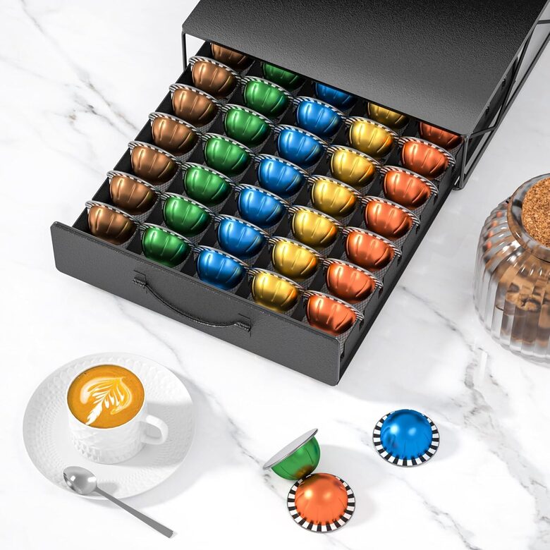 Metāla kafijas kapsulu turētājs 50 Nespresso Vertuo vai Dolce Gusto kapsulām