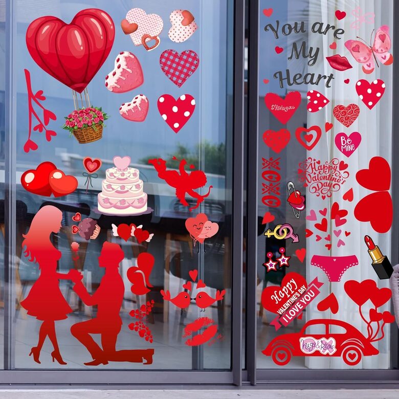 Valentīndienas logu uzlīmes, 10 loksnes 