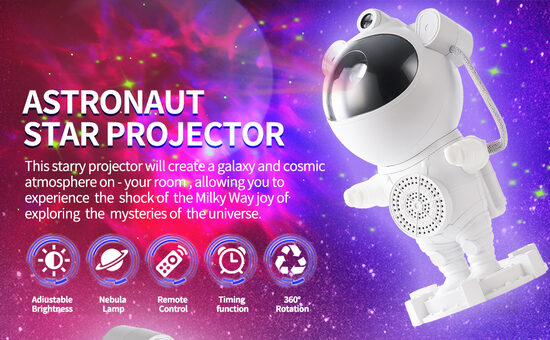 LED projektors ar Bluetooth mūziku, taimeri un tālvadības pulti