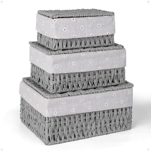 3 pīti uzglabāšanas grozi ar vāku