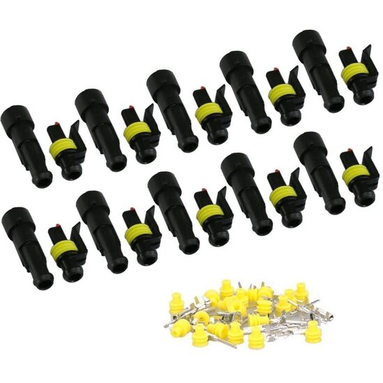 10 ūdensizturīgas elektrības savienotāju ligzdas, 1,5 mm spailes