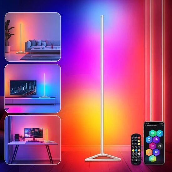 LED grīdas lampa, RGBIC, balta, 140 cm
