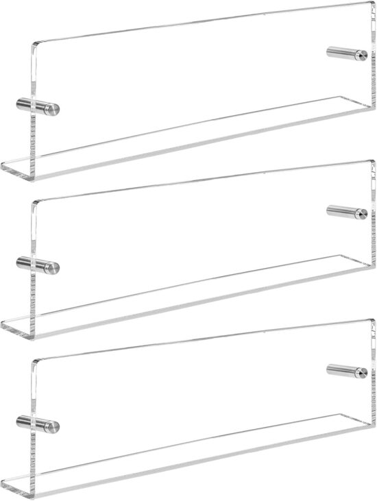 3 akrila žurnālu plauktu komplekts