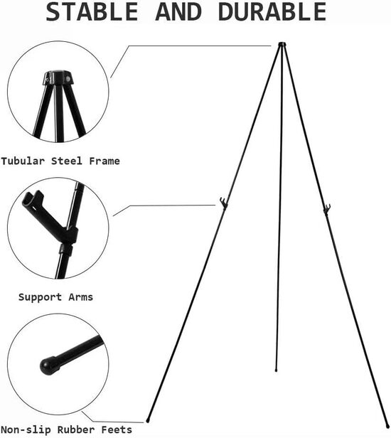 160 cm regulējams gleznošanas molberts, melns