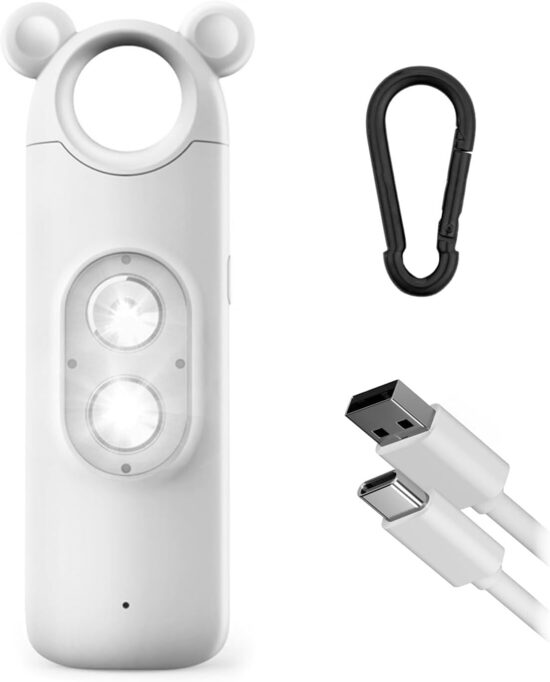 Uzlādējama, personīgā trauksmes sirēna ar lukturīti