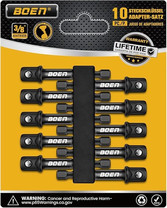 10 gab. 3/8 collu šestūru uzgaļi 