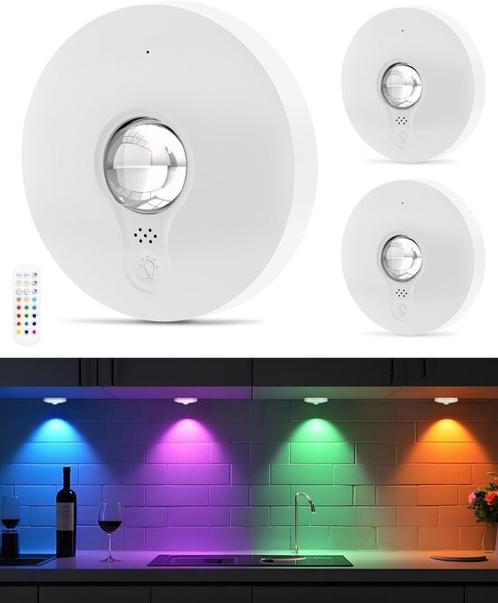 3 gab USB uzlādējamas LED lampiņas ar tālvadības pulti, RGB 