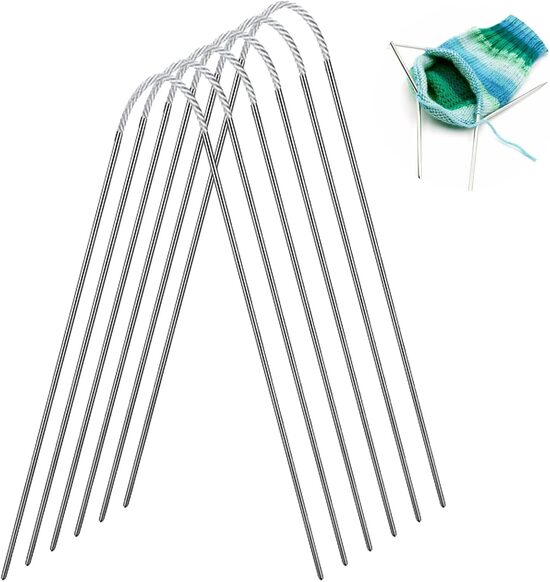 6 metāla adatas apļveida adīšanai, 2,5 mm, 21 cm garas