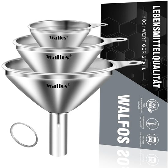 Walfos nerūsējošā tērauda 3 mini piltuvju komplekts
