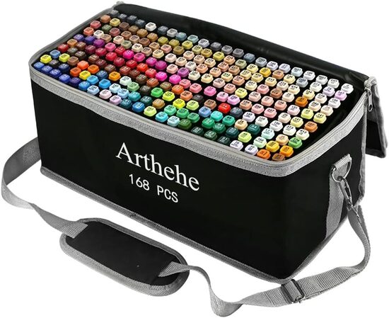 168 krāsu divpusēju marķieru komplekts