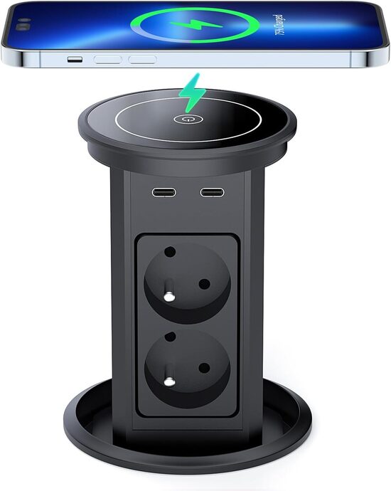 Iebūvējama galda kontaktligzda ar uzlādes staciju 