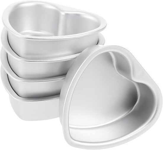 5 sirdsveida kūkas veidnes ar nepiedegošu pārklājumu 10,7 x 10,3 x 3,4 cm