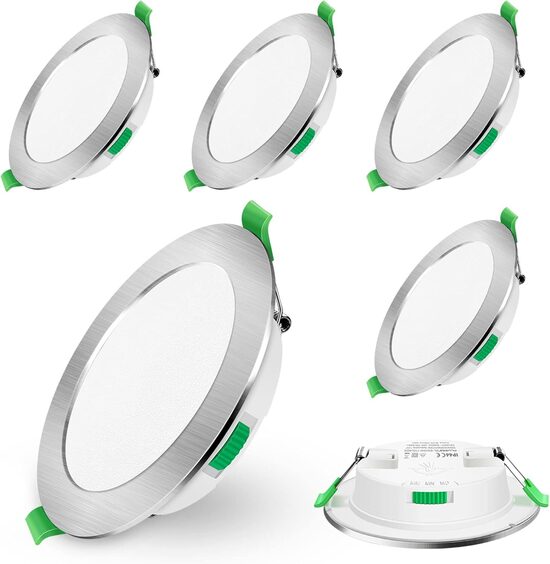 LED iebūvējamais prožektori, 230 V, 7 W, īpaši plāni, 6 gabali