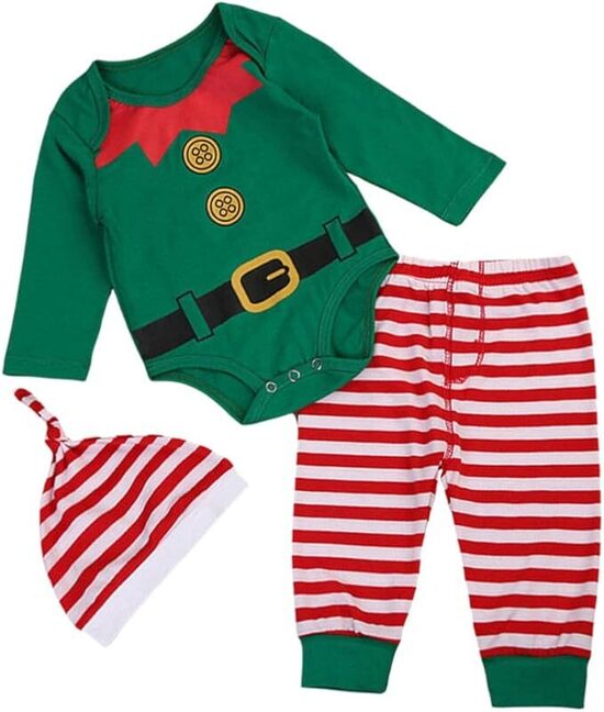 Ziemassvētku elfa kostīms mazulim, 80 cm