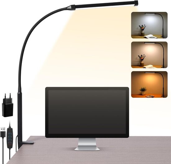 LED galda lampa ar 10 spilgtuma līmeņiem, melna