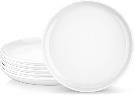 MALACASA 6 balti porcelāna pusdienu šķīvji