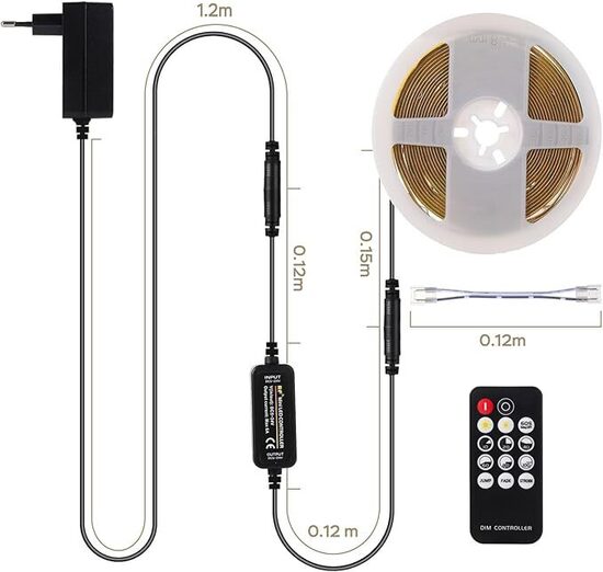 COB LED lente 5M dabiski balta 