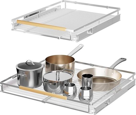 Izvelkams metāla plauktu organizators