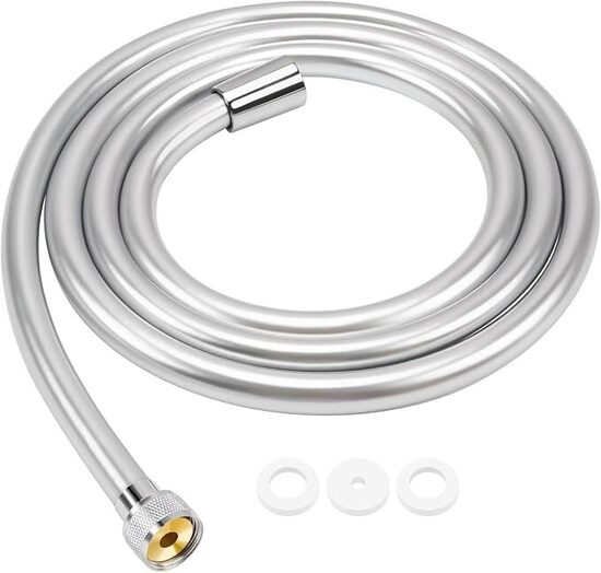 2 m sudraba krāsas PVC gluda dušas šļūtene
