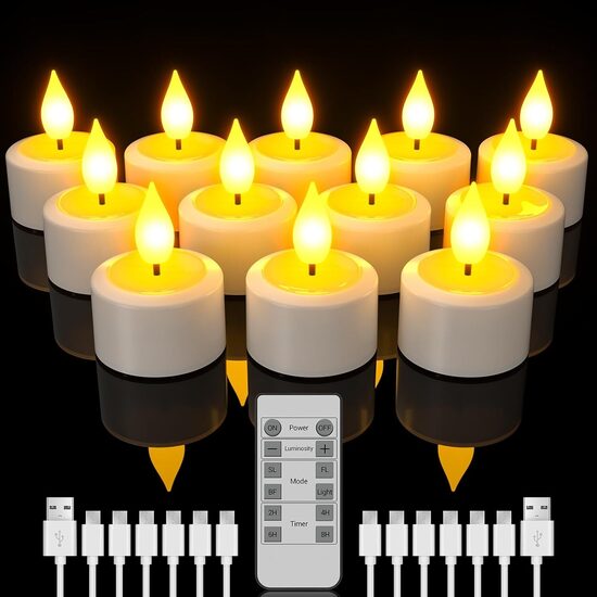 12 uzlādējamās tējas sveces