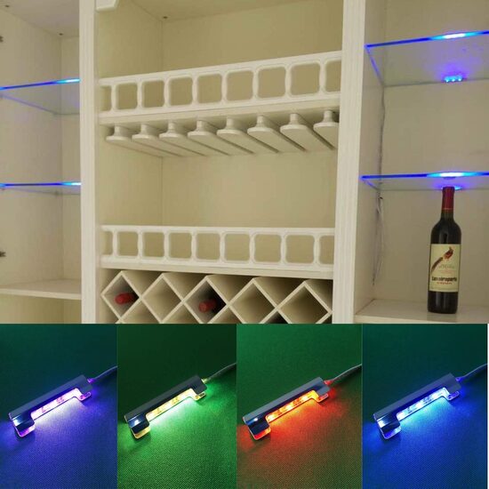 AIBOO LED RGB apgaismojuma komplekts stiklam 8mm ar tālvadības pulti, 8 gabali