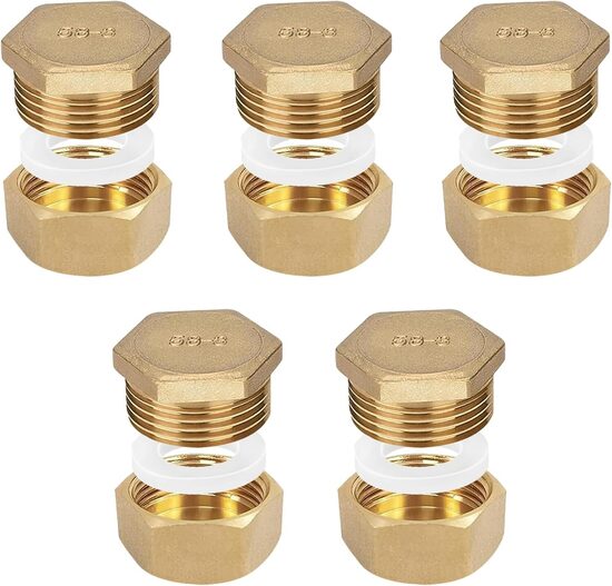 3/4" misiņa cauruļu aizbāžņi ūdensvadam, komplekts 10 gab