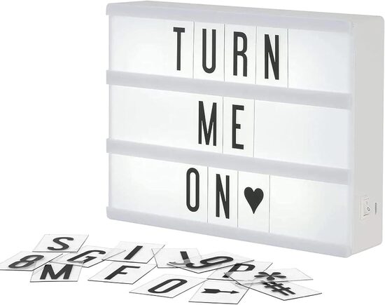 LED gaismas kaste ar burtiem un simboliem, 20 x 15 cm