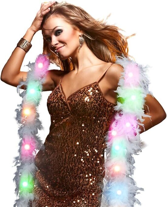 Tītara spalvu virtene ar LED gaismām 