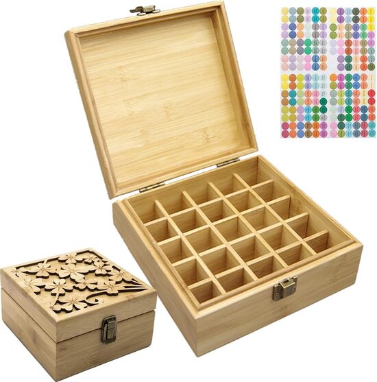 Bambusa uzglabāšanas kaste aromterapijas ēteriskajām eļļām