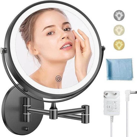  1X/10X palielinājuma spogulis ar apgaismojumu 