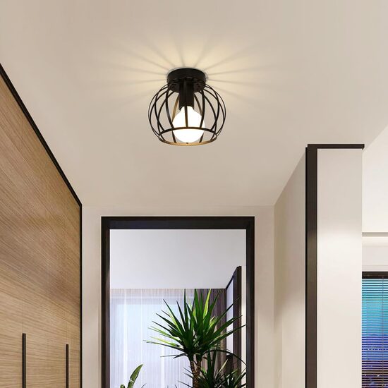 Metāla griestu lampa, E27, melna