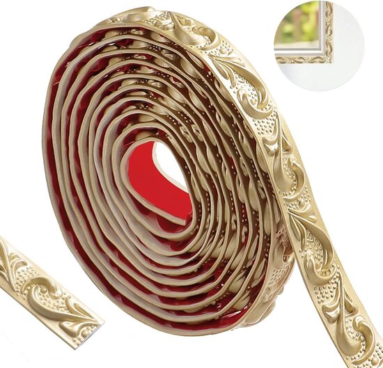 Pielīmējama sienas līste ar vintage rakstu, zelta