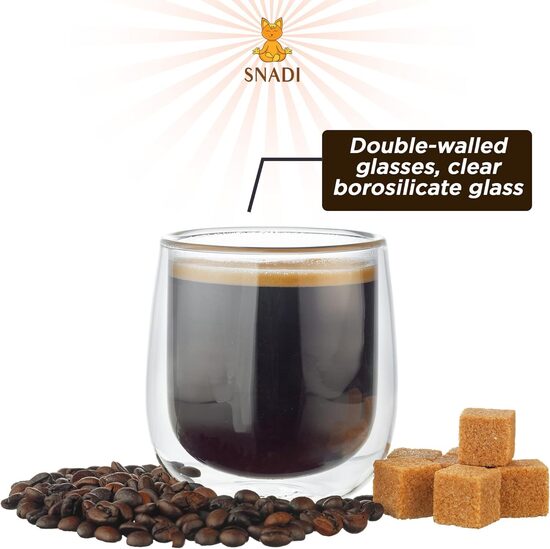 4 dubultsienu stikla glāžu komplekts, 80 ml