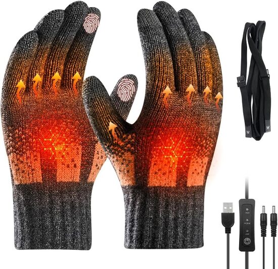 USB apsildāmi adīti cimdi (bez akumulatora)