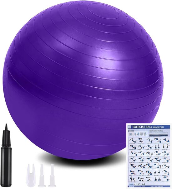 Vingrošanas bumba ar pumpi, 55 cm, violeta