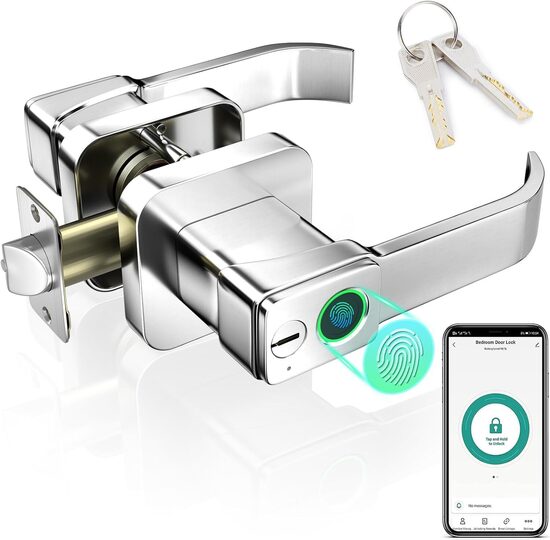 Pirkstu nospiedumu durvju slēdzenes rokturis ar lietotnes vadību, Bluetooth