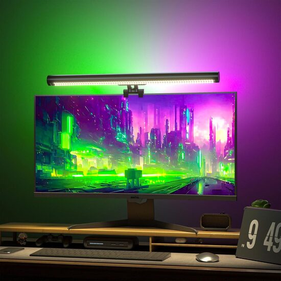 Datora monitora lampa, sinhronizēta ekrāna krāsa 