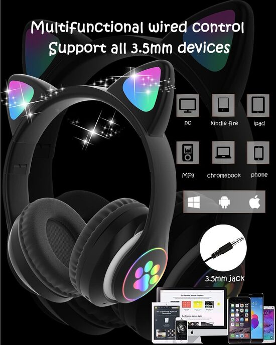 Bezvadu Bluetooth austiņas bērniem, melnas