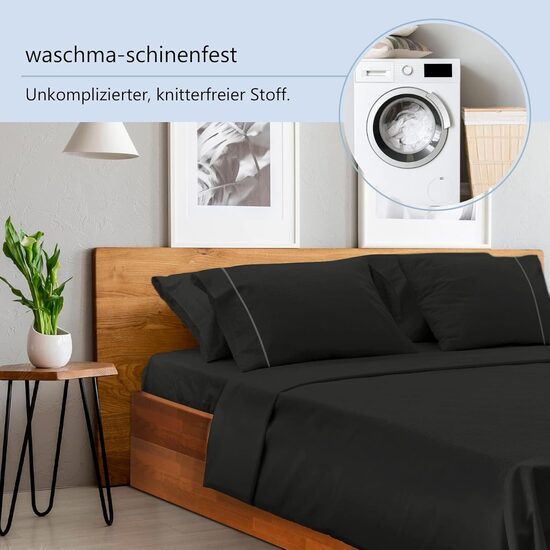 LuxClub palags ar gumiju, 90–100 x 200 cm, kokvilna, melns