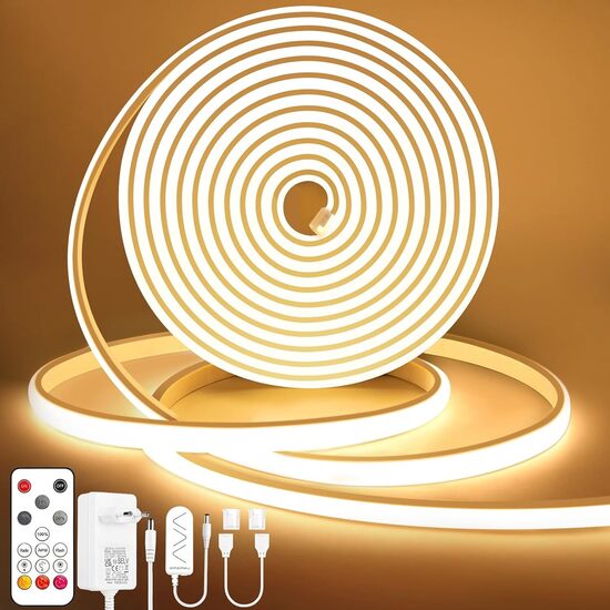 5 m COB LED lente, silti balta