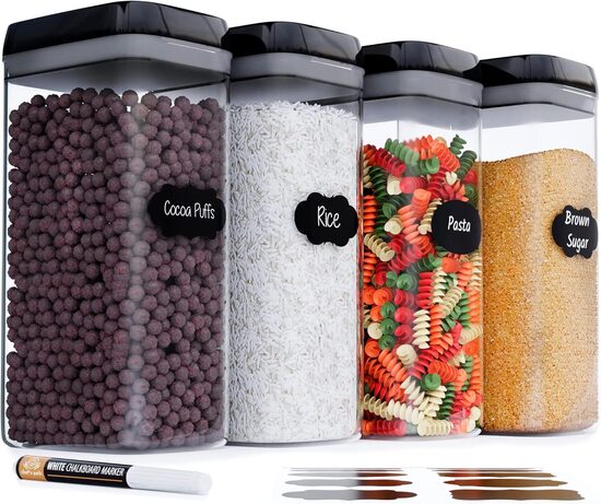 Chef's Path hermētiskas pārtikas uzglabāšanas kastes ar etiķetēm, 4 gab. x 3,2 L