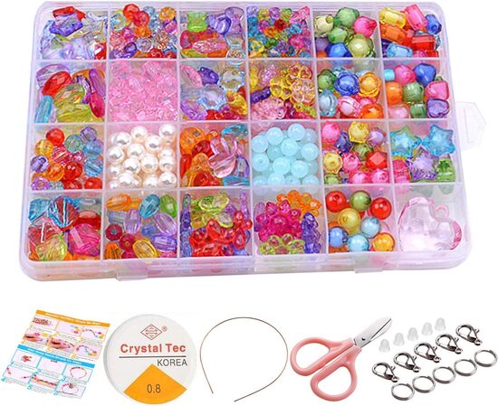 Krāsainas pērlīšu komplekts rotu izgatavošanai, 550 gab