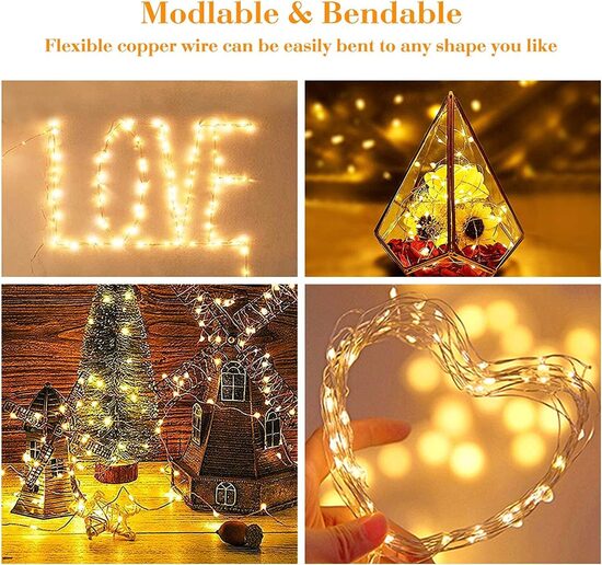 10 m gaismu virtene ar USB, ar pulti