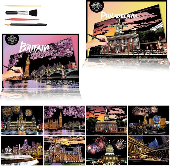 8 skrāpējamo gleznu komplekts, A4